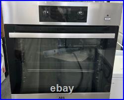 AEG BES355010M SteamBake Built-In Electric Single Oven, Stainless Steel, EH111