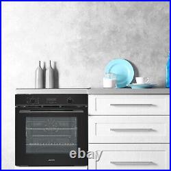 ElectriQ Self Cleaning Pyrolytic Multifunction Single Oven Black EQOVENA3BK