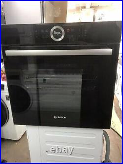 New Bosch Serie 8 Built In Integrated Single Electric Fan Oven Black HBG634BB1B