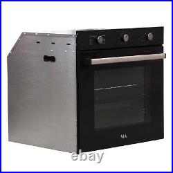 SIA 60cm Black Built In 71L Electric Single Fan Oven & 4 Zone Solid Plate Hob