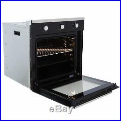 SIA 60cm Black Built In Electric Single Fan Oven, 4 Burner Gas Hob & Cooker Hood