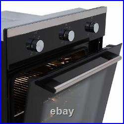 SIA 60cm Black Electric Single Fan Oven, 4 Burner Gas Hob & Visor Cooker Hood