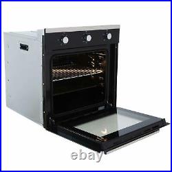 SIA 60cm Black Single Electric Fan Oven, 4 Burner Gas Hob And Visor Cooker Hood