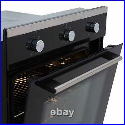 SIA 60cm Black Single Electric Fan Oven, 4 Burner Gas Hob And Visor Cooker Hood