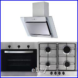 SIA 60cm Single Electric Fan Oven, 4 Burner Gas Hob & Angled Chimney Cooker Hood