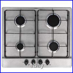 SIA 60cm Single Electric Fan Oven, 4 Burner Gas Hob & Angled Chimney Cooker Hood