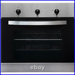 SIA 60cm Single Electric Fan Oven, 4 Burner Gas Hob & Curved Glass Cooker Hood