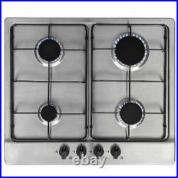 SIA 60cm Single Electric Fan Oven, 4 Burner Gas Hob & Curved Glass Cooker Hood