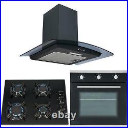 SIA 60cm Single Electric Fan Oven, 4 burner Gas Glass Hob And Smoked Glass Hood