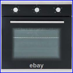 SIA 60cm Single Electric Fan Oven, 4 burner Gas Glass Hob And Smoked Glass Hood