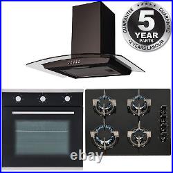 SIA 60cm Single Electric Fan Oven, Gas 4 burner Glass Hob And Curved Glass Hood