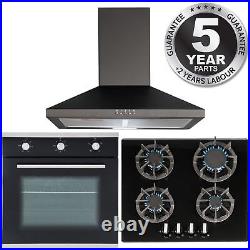 SIA 60cm Single Electric Oven, 4 Burner Gas On Glass Hob And Pyramid Cooker Hood