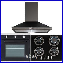 SIA 60cm Single Electric Oven, 4 Burner Gas On Glass Hob And Pyramid Cooker Hood