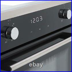 SIA 60cm Single Electric Oven, Black Gas 70cm Hob & Curved Glass Cooker Hood