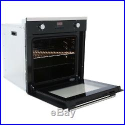 SIA 60cm Single Electric True Fan Oven And 4 Burner Stainless Steel Gas Hob