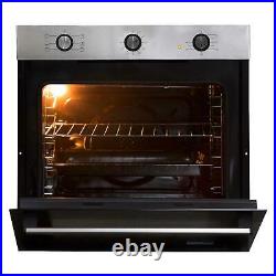 SIA 60cm Stainless Steel Built In Electric Single Fan Oven & 4 Burner Gas Hob