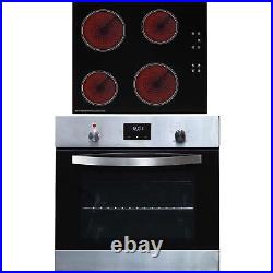 SIA 60cm Stainless Steel Digital Electric Single Fan Oven & 4 Zone Ceramic Hob