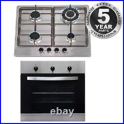 SIA 60cm Stainless Steel Single Electric Fan Oven & 4 Burner Gas Hob Wok Burner