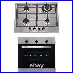 SIA 60cm Stainless Steel Single Electric Fan Oven & 4 Burner Gas Hob Wok Burner