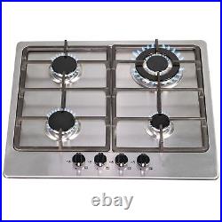 SIA 60cm Stainless Steel Single Electric Fan Oven & 4 Burner Gas Hob Wok Burner