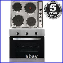 SIA 60cm Stainless Steel Single Electric True Fan Oven & 4 Zone Electric Hob