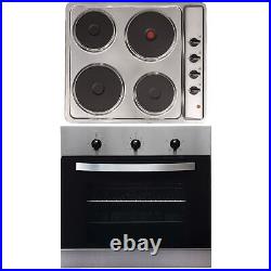 SIA 60cm Stainless Steel Single Electric True Fan Oven & 4 Zone Electric Hob