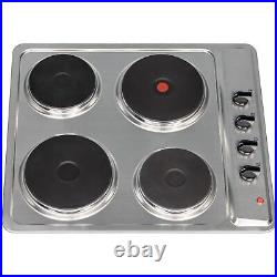 SIA 60cm Stainless Steel Single Electric True Fan Oven & 4 Zone Electric Hob