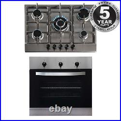 SIA 60cm Stainless Steel Single Electric True Fan Oven And 70cm 5 Burner Gas Hob