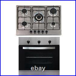 SIA 60cm Stainless Steel Single Electric True Fan Oven And 70cm 5 Burner Gas Hob