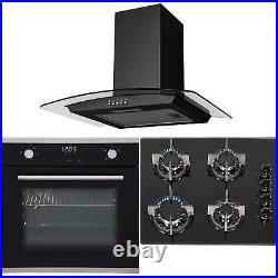 SIA 60cm Touch Control Single Electric Fan Oven, 4 burner Gas Hob & Curved Hood