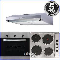 SIA 60cm True Fan Single Electric Oven, 4 Zone Plate Hob & Visor Cooker Hood Fan