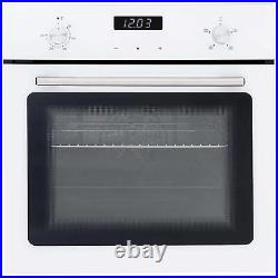 SIA 60cm White Single Electric Fan Oven 4 Burner Gas Hob & Chimney Cooker Hood