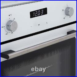 SIA 60cm White Single Electric Fan Oven 4 Burner Gas Hob & Chimney Cooker Hood