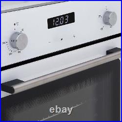 SIA 60cm White Single Electric Fan Oven 4 Burner Gas Hob & Chimney Cooker Hood