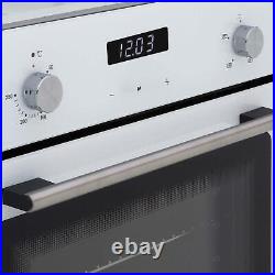 SIA 60cm White Single Electric True Fan Oven & 70cm White 5 Burner Gas Glass Hob