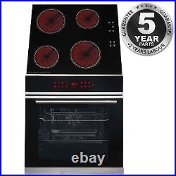 SIA BISO11SS 60cm Black Single Electric True Fan Oven & 4 Zone Ceramic Hob