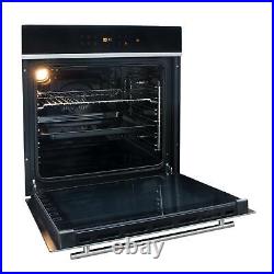 SIA BISO6SS 60cm Black Single Electric True Fan Oven & 4 Burner Gas On Glass Hob