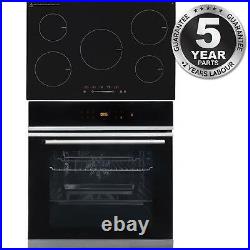 SIA BISO6SS 60cm Black Single Electric True Fan Oven & 5 Zone Induction Hob