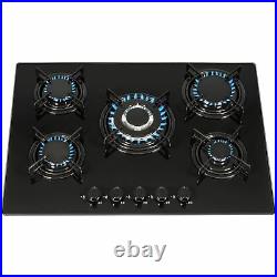 SIA Black Single Electric Oven, 5 Burner Gas On Glass Hob & Chimney Cooker Hood