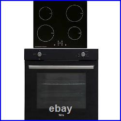 SIA SSO10BL 60cm Black Built In 75L Electric Single Oven & 4 Zone Induction Hob