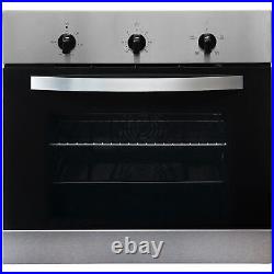 SIA Stainless Steel 60cm Single Electric Oven, 70cm Gas Hob & Curved Glass Hood