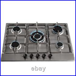 SIA Stainless Steel 60cm Single Electric Oven, 70cm Gas Hob & Curved Glass Hood