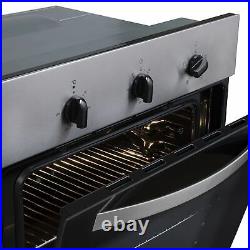 SIA Stainless Steel 60cm Single Electric Oven, 70cm Gas Hob & Curved Glass Hood